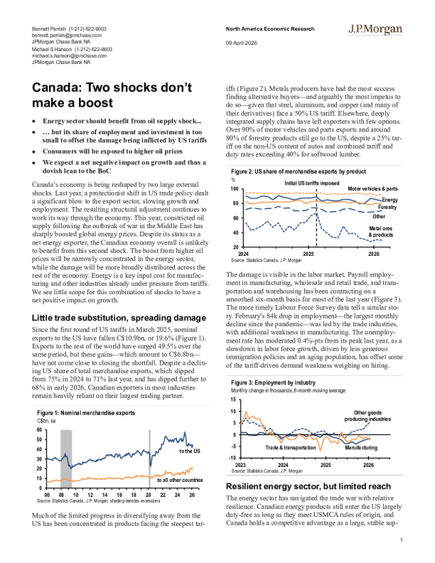 加拿大：双重冲击难成推动力