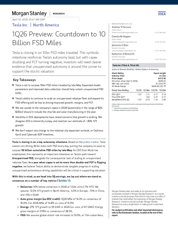2026年第一季度预览：100亿FSD英里倒计时