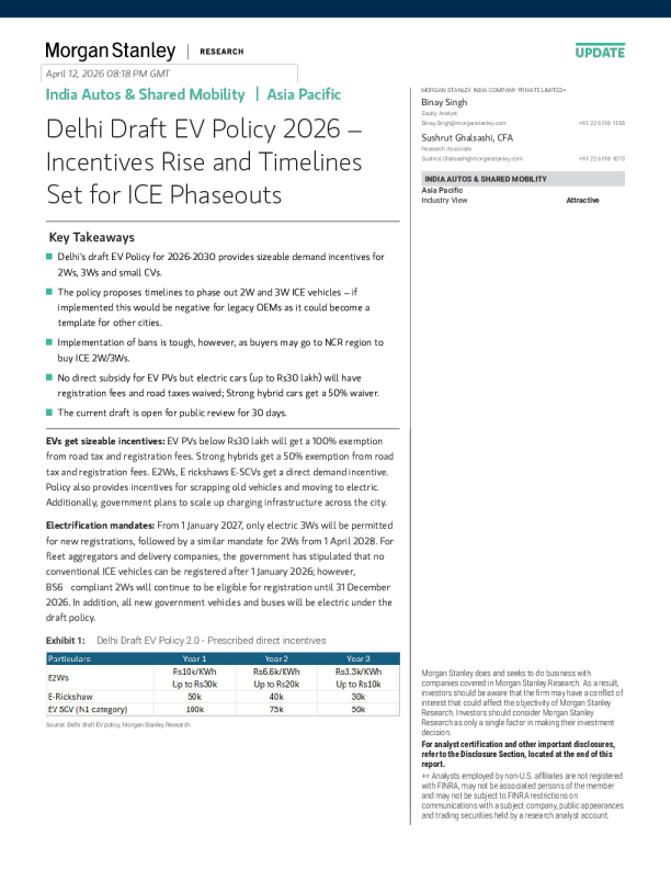 德里2026年电动汽车政策草案——激励措施增加及燃油车淘汰时间表确定