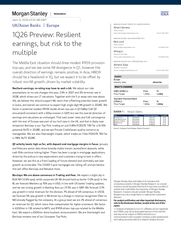 1Q26前瞻：盈利韧性十足，但存在估值倍数风险