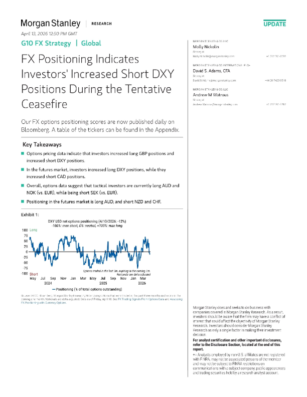 外汇头寸表明投资者在暂定停火期间增加了美元指数空头头寸