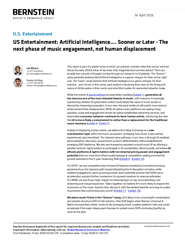 美国娱乐：人工智能....或早或晚——音乐参与的下一阶段，而非人类替代