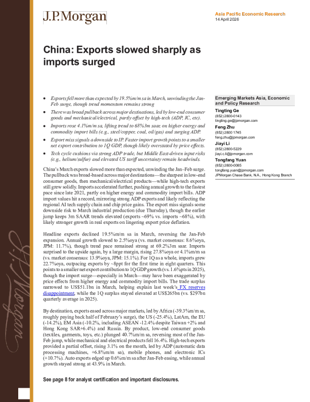 中国：出口大幅放缓，进口激增