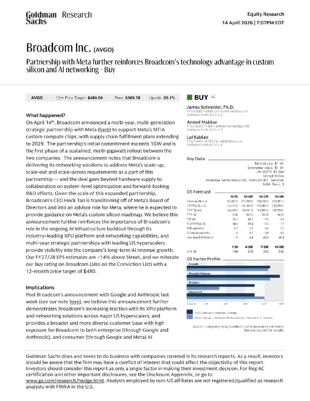 与Meta的合作进一步强化博通在定制芯片和AI网络领域的技术优势 - 买入