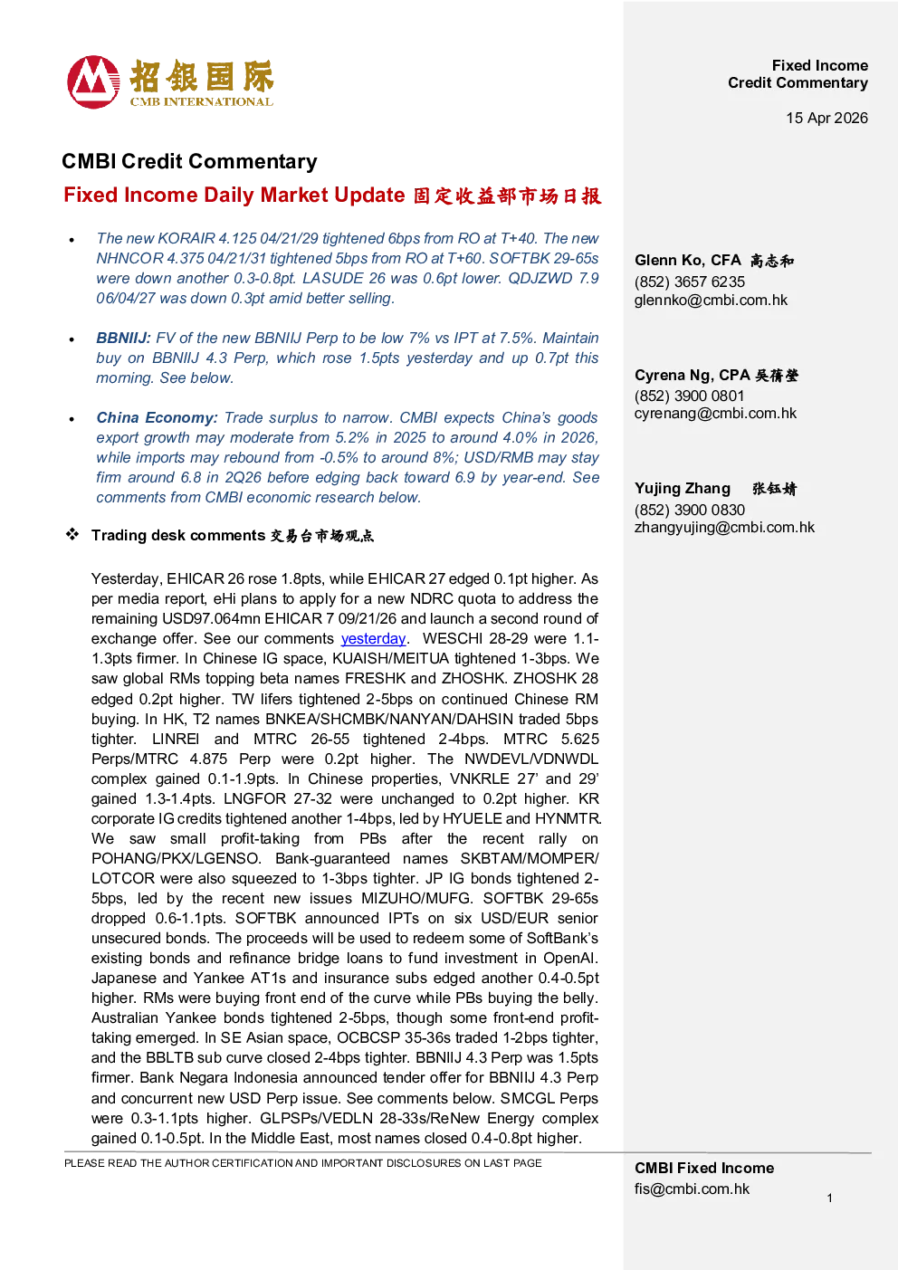 Fixed Income Daily Market Update