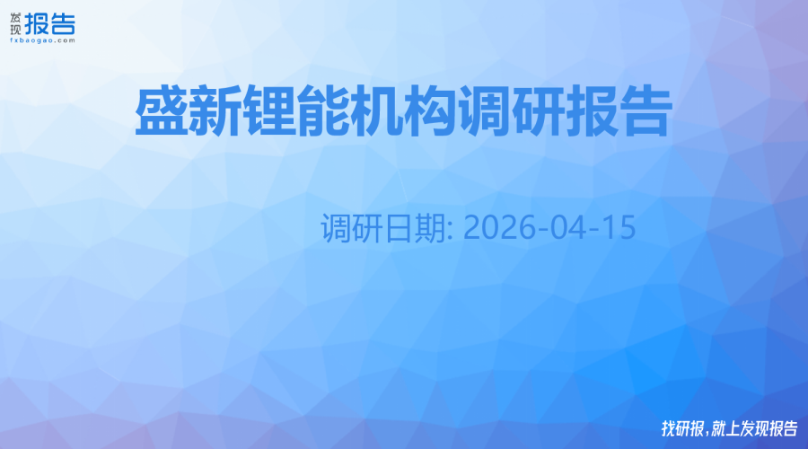 盛新锂能机构调研纪要