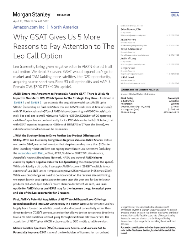 为什么GSAT为我们提供了5个更多关注Leo看涨期权的理由