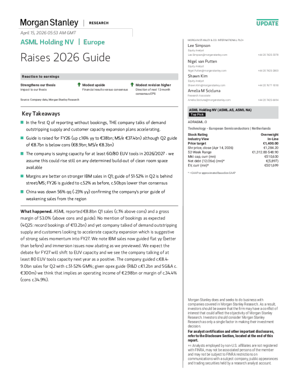 ASML控股公司上调2026年指引