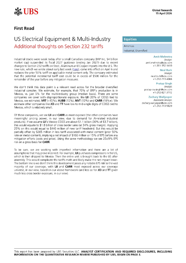 关于232条款关税的补充思考