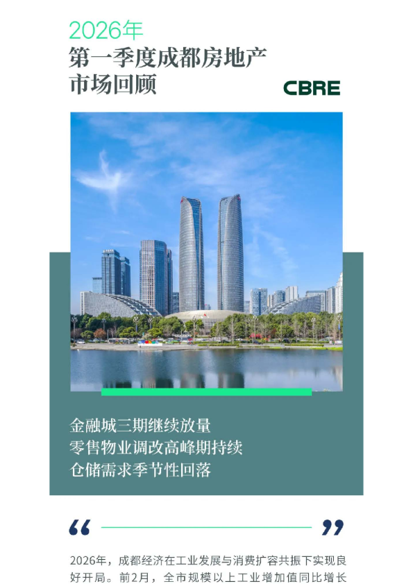 2026年第一季度成都房地产市场回顾