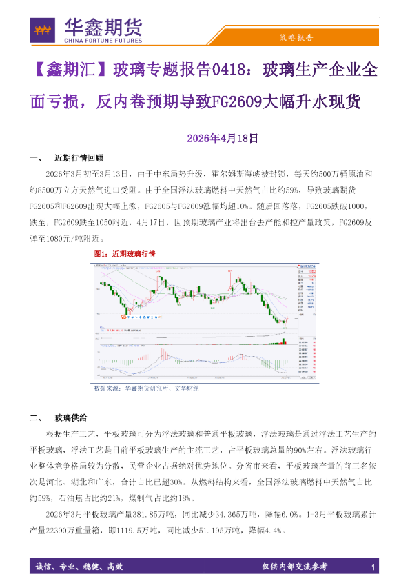 【鑫期汇】玻璃专题报告：玻璃生产企业全面亏损，反内卷预期导致FG2609大幅升水现货