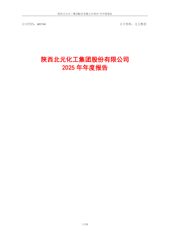 北元集团：陕西北元化工集团股份有限公司2025年年度报告