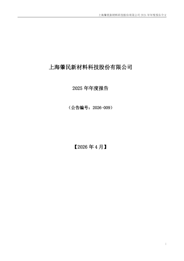 肇民科技：2025年年度报告