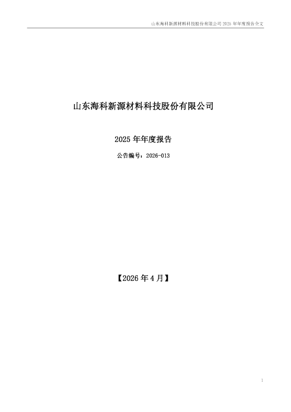 海科新源：2025年年度报告