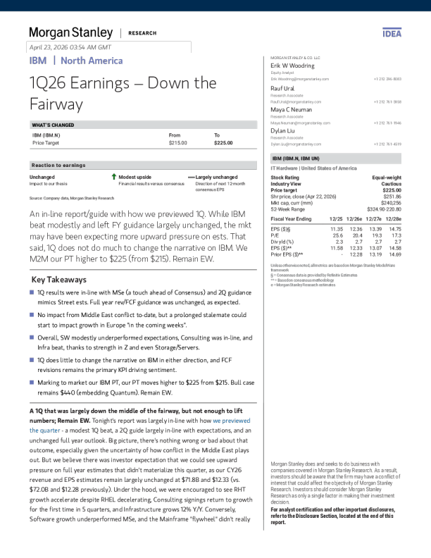 IBM (IBM.N) 2026年第一季度业绩——稳健但未达预期