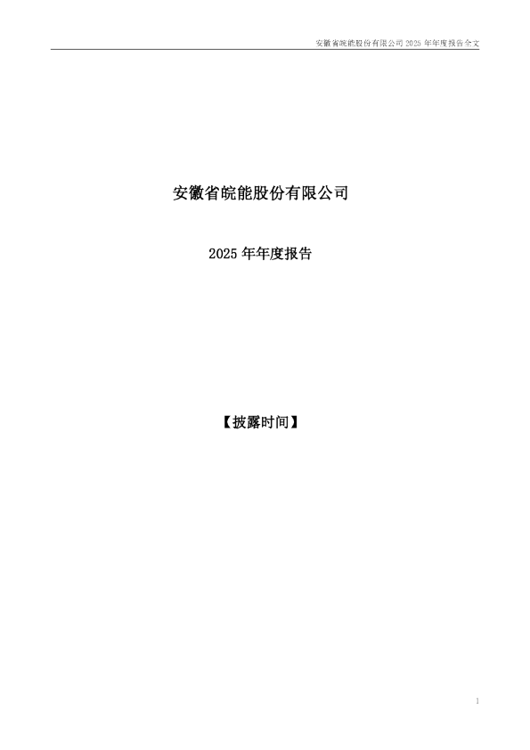皖能电力：2025年年度报告