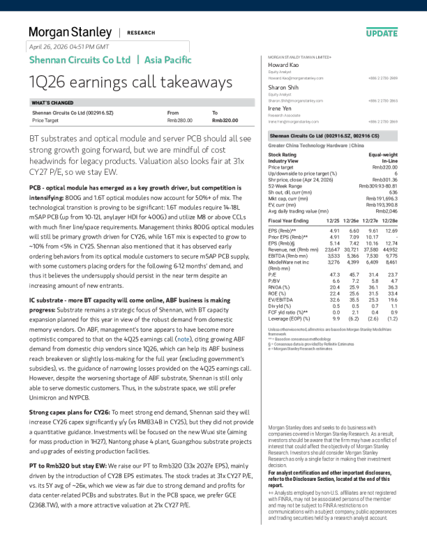 Shen Nan Circuit 1Q26 performance teleconference highlights