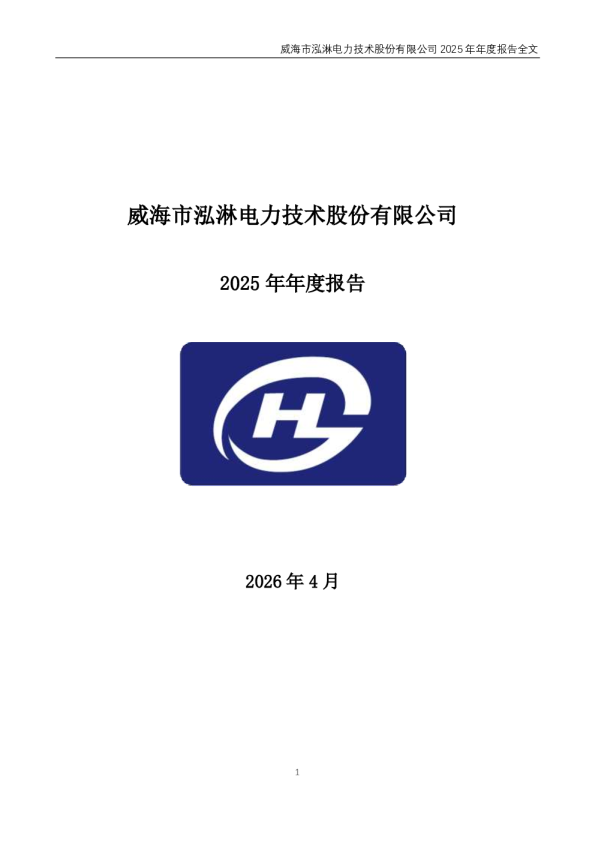 泓淋电力：2025年年度报告