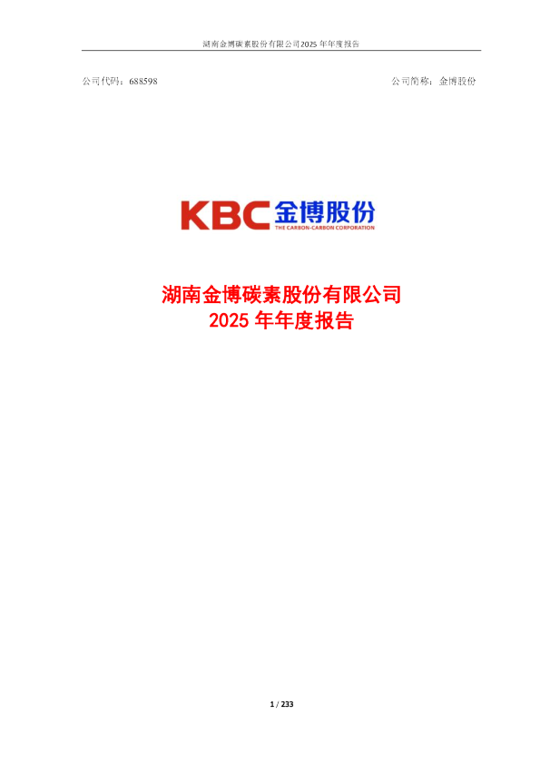 金博股份：2025年年度报告