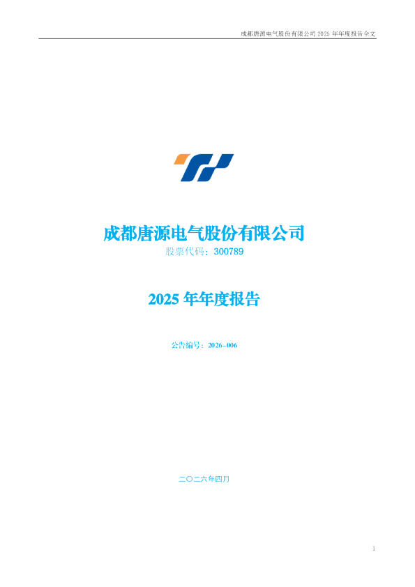 唐源电气：2025年年度报告