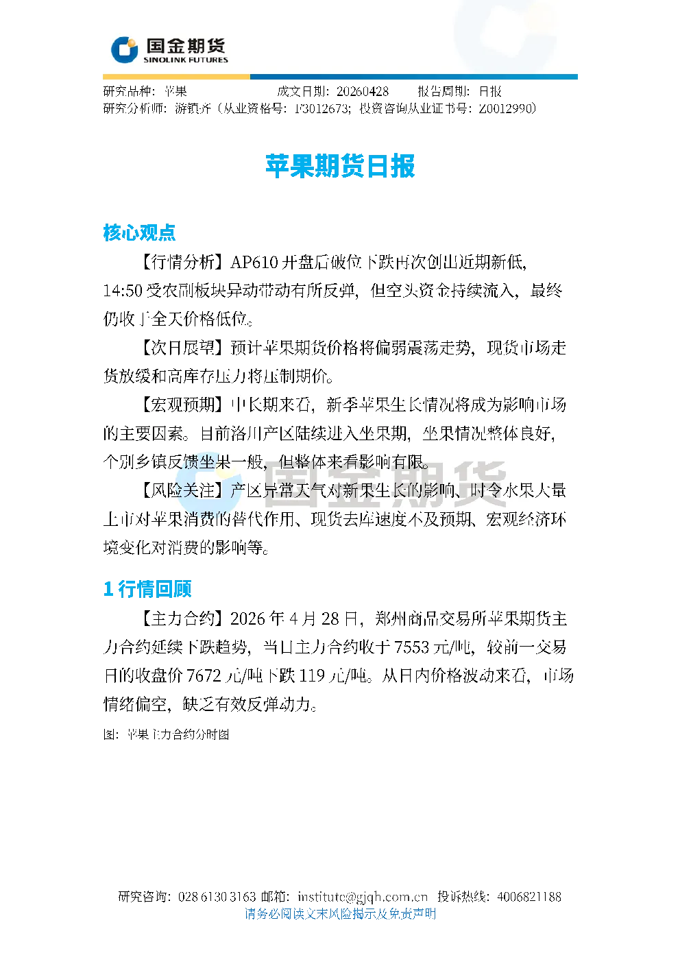 苹果期货日报