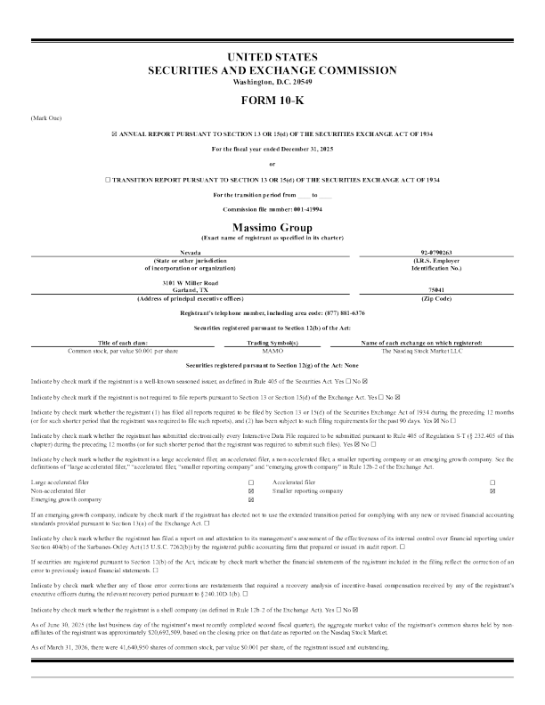 Massimo Group 2025年度报告