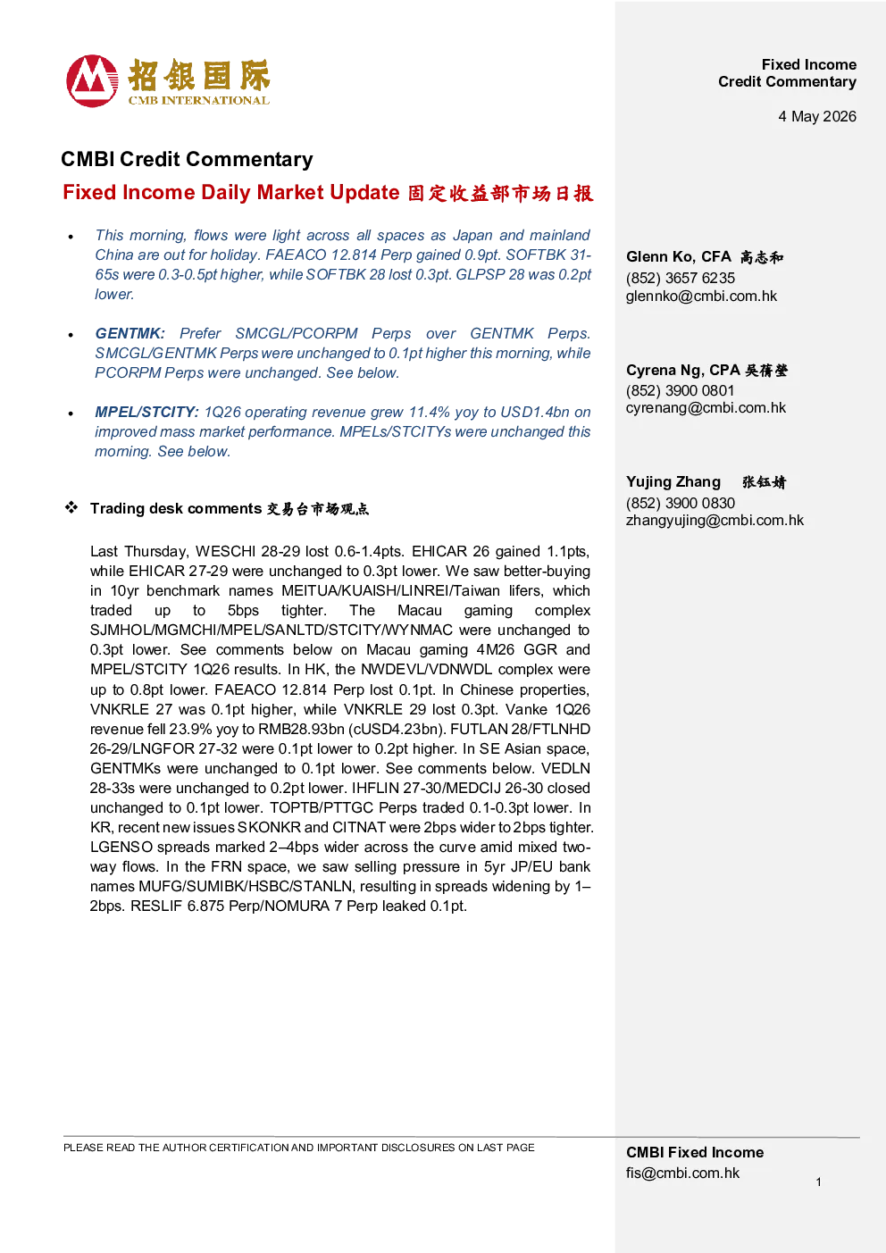 Fixed Income Daily Market Update