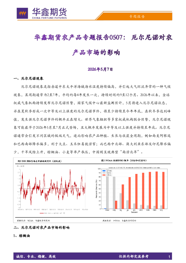 农产品专题报告：厄尔尼诺对农产品市场的影响