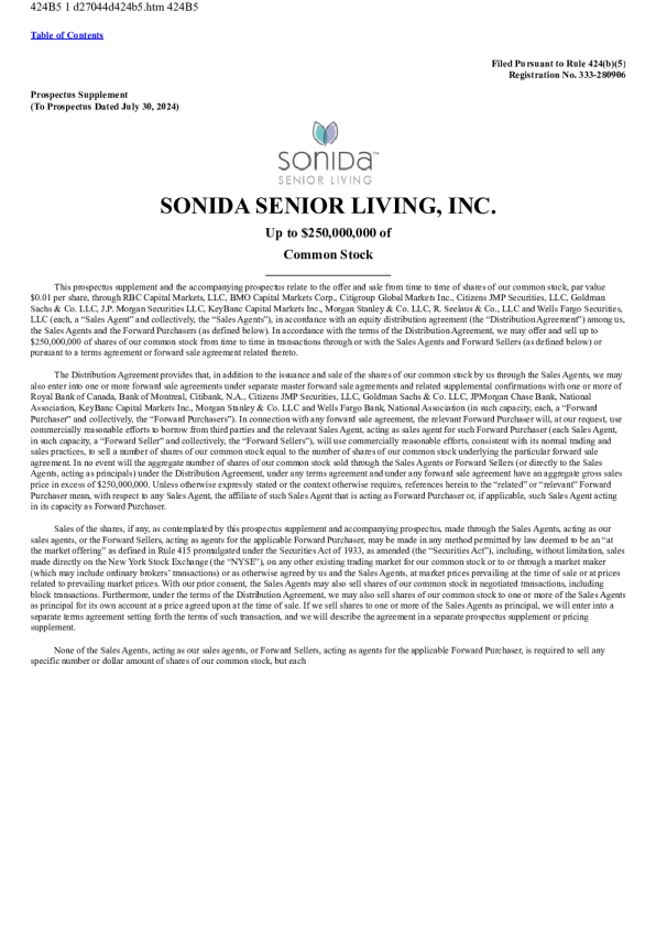 Sonida Senior Living Inc美股招股说明书(2026-05-18版)
