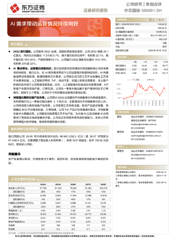 AI需求带动运营情况持续向好