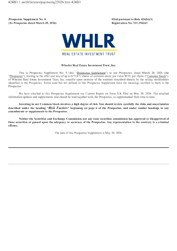 Wheeler Real Estate Investment Trust Inc美股招股说明书(2026-05-20版)