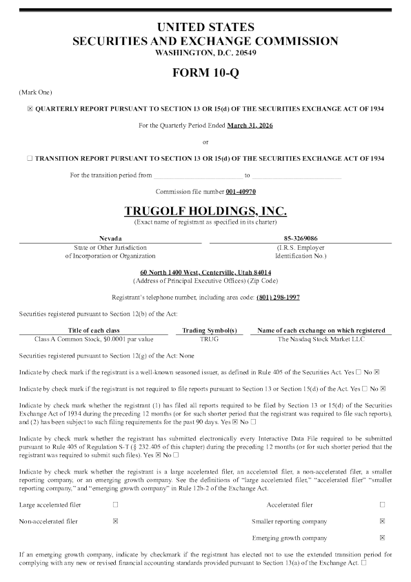TruGolf Inc.——2026年季度报告