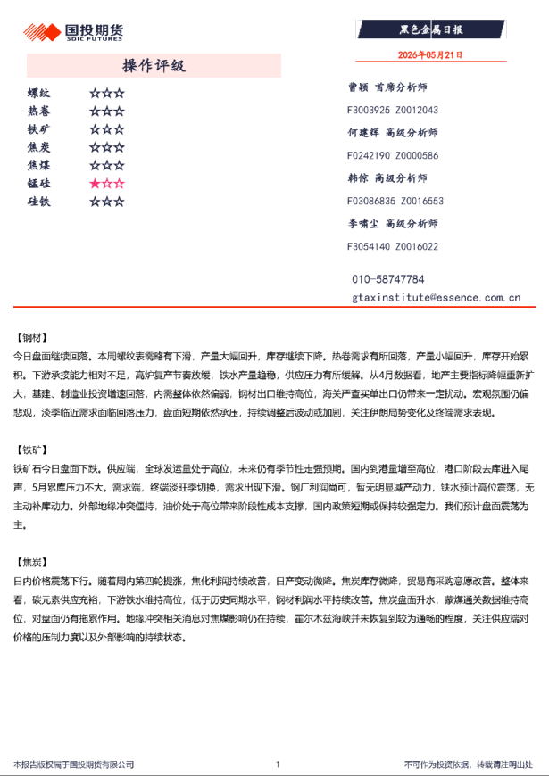 黑色金属日报