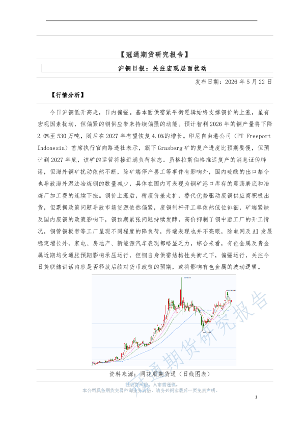 沪铜日报：关注宏观层面扰动