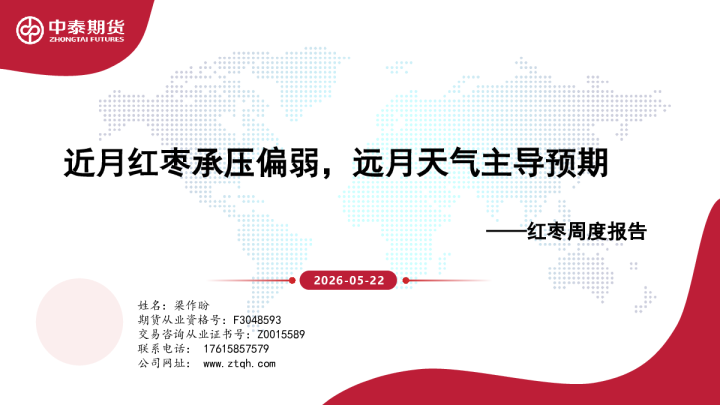 红枣周度报告：近月红枣承压偏弱，远月天气主导预期
