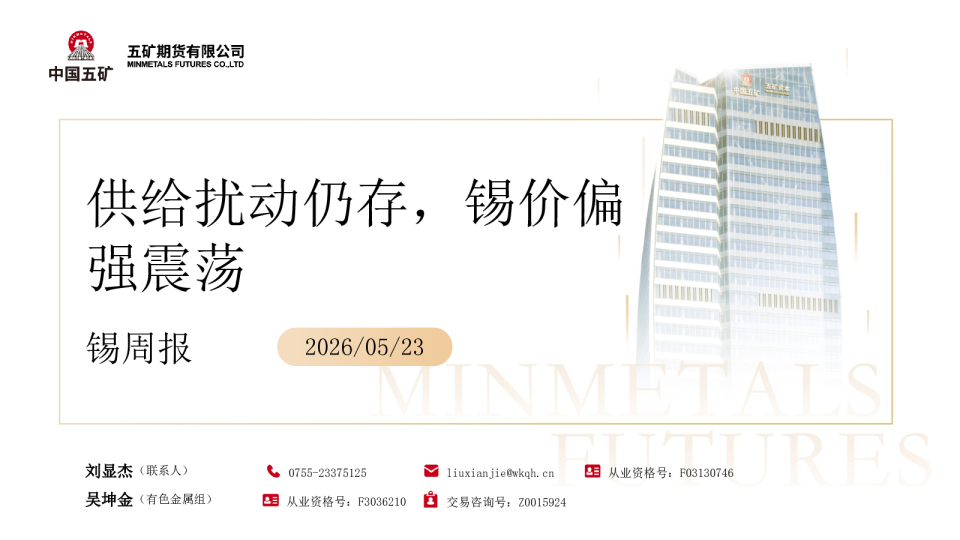 锡周报：供给扰动仍存，锡价偏强震荡