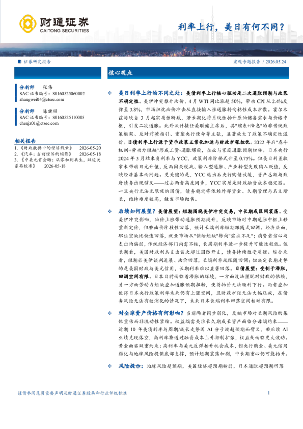 利率上行，美日有何不同？