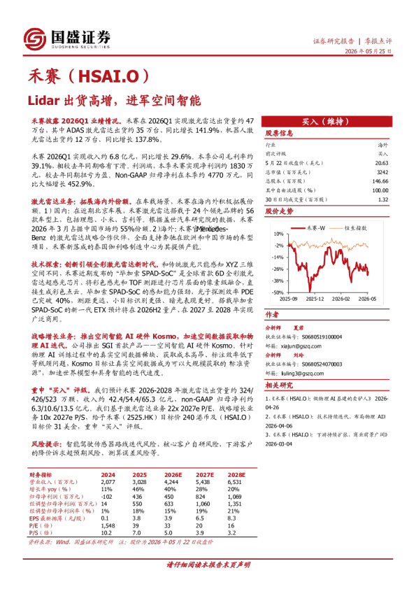 Lidar出货高增，进军空间智能