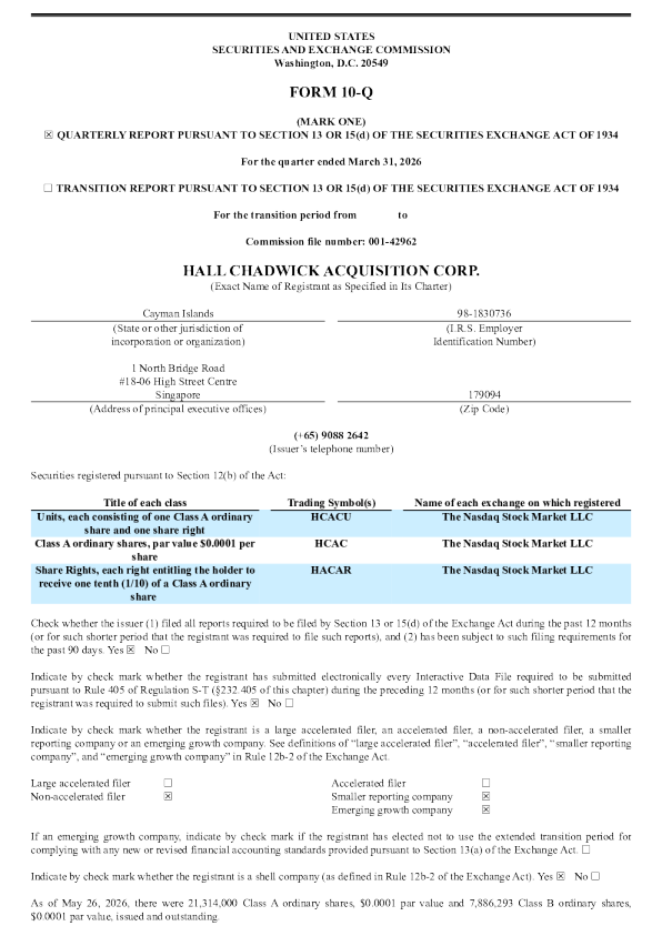 Hall Chadwick Acquisition Corp-2026年季度报告