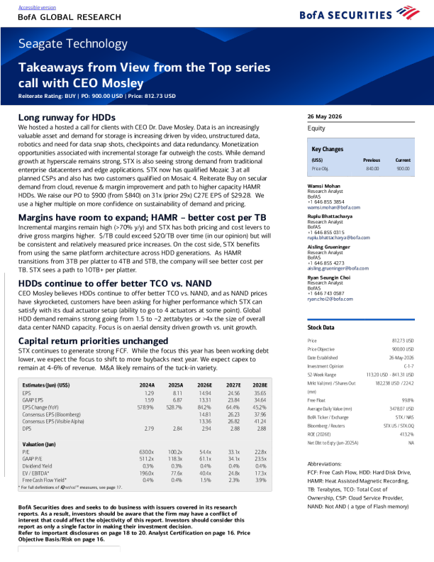 Seagate Technology - Executive Series Teleconference CEO Mosley Perspective Summary