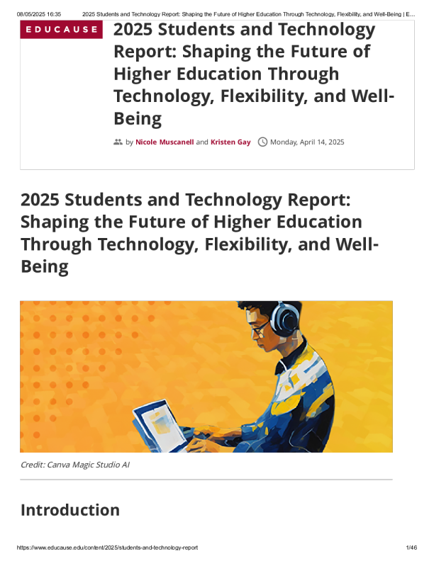 2025学生与技术报告：以技术、弹性学习与心理健康重塑高等教育未来