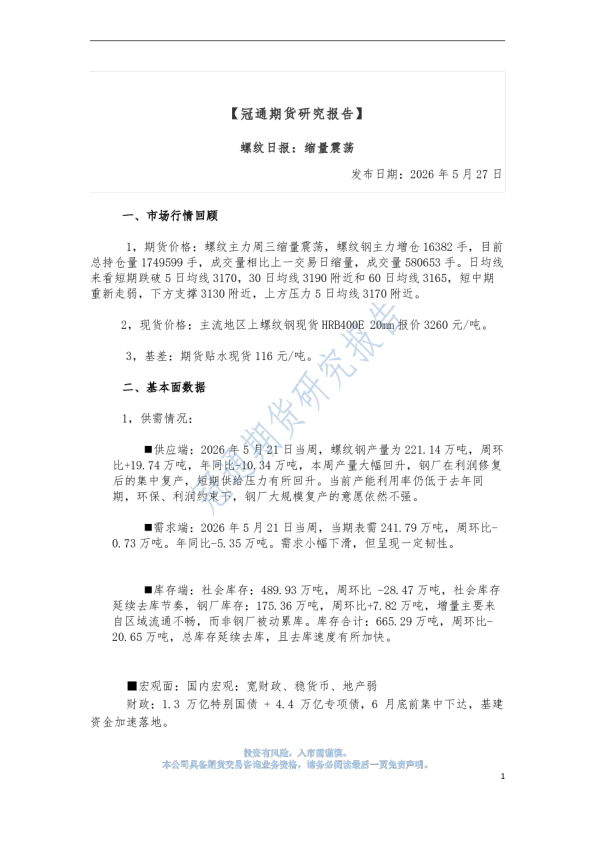 螺纹日报：缩量震荡