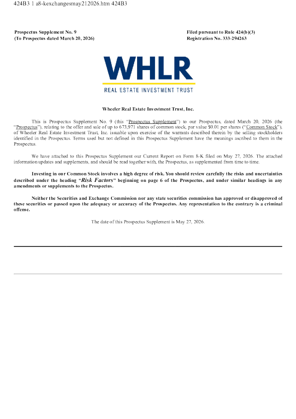 Wheeler Real Estate Investment Trust Inc美股招股说明书(2026-05-27版)