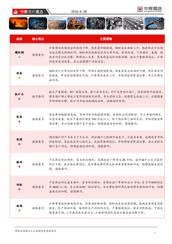 中辉黑色观点