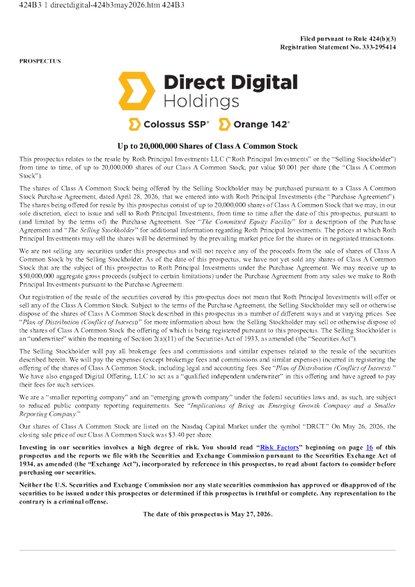 Direct Digital Holdings Inc. - 美国股票招股说明书（2026年5月28日版）
