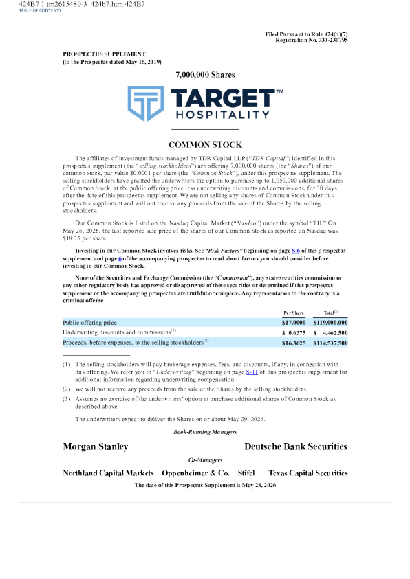 Target Hospitality Corp.美股招股说明书（2026年5月28日版）