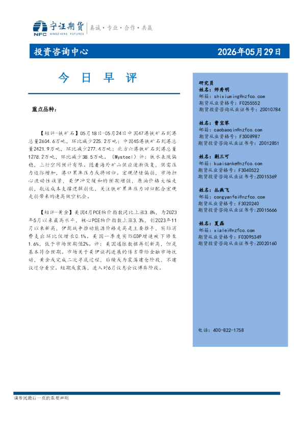 今日早评