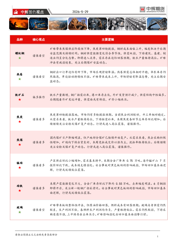 中辉黑色观点