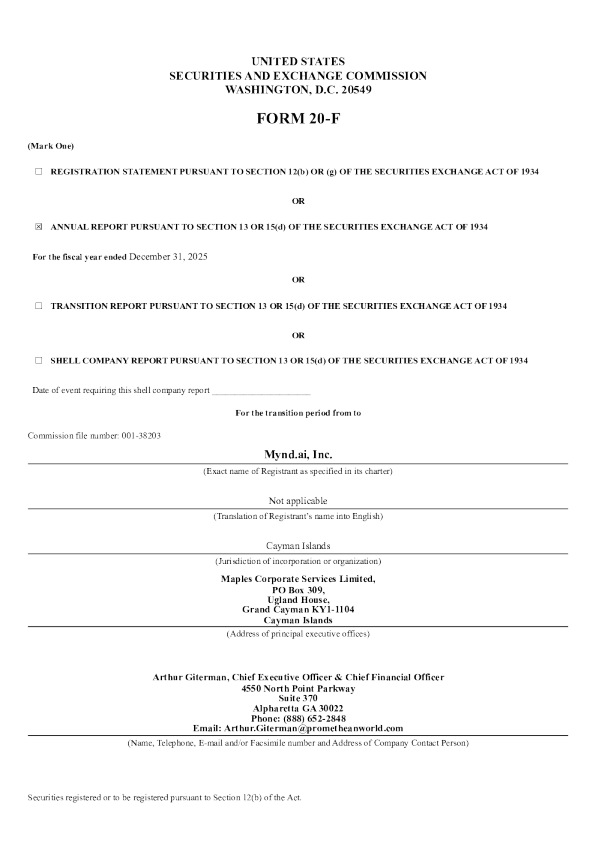 Mynd.ai Inc ADR 2026年年度报告和过渡报告