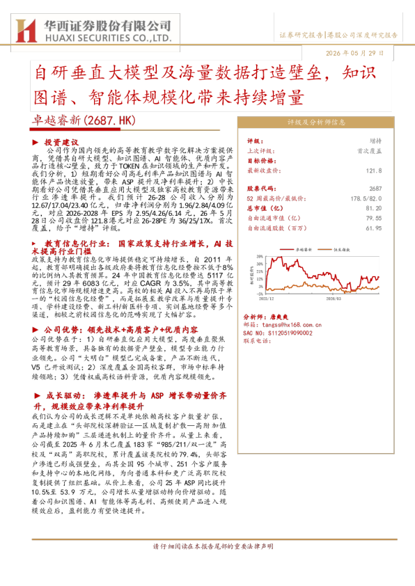 卓越睿新(2687.HK)自研垂直大模型及海量数据打造壁垒，知识图谱、智能体规模化带来持续增量